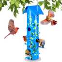 Kingsyard Metal Bird Feeders for Outdoors Hanging, 6-Ports Tube Bird Feeder, 14 inch, Durable & Weatherproof, Large Capacity for Attracting Wild Birds (Blue)