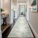 3x14 Hallway Washable Runner Rug - Non-Slip Kitchen Rugs with Rubber Backing Abstract Neutral Low-Pile Carpet Runners for Laundry Room Home Decor Bedroom Bathroom Entryway (Green,3x14)