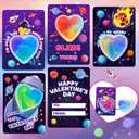 SpringFlower 28 Pack Valentine Day Cards,Valentines Day Cards Kid Classroom School With Galaxy Slime Kit,Valentines Exchange Gifts,Valentines Party Favors, School Classroom Valentine's Prizes