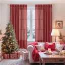 YoungsTex Burgundy Red Linen Curtains for Living Room 72 Inches Long - Light Filtering Drapes with Back Tab Rod Pocket Privacy Semi Sheer for Bedroom Windows, 2 Panels 52 X 72 Inch