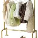 DOFURNILIM Kids Pipes Dress up Racks, Kids Clothing Racks, Child Garment Racks, Hanging Clothes Rod Storage Shelf Organizers Shelves Shelving, Gold Metal