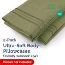 Body Pillowcases Set of 2-20x54 Long Body Pillow Case - Soft Body Pillow Cover for Sleeping & Side Sleepers - Comfy, Breathable & Wrinkle Free - Machine Washable w/Envelope Enclosure (Sage Green)