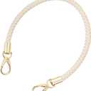 uxcell Leather Purse Strap, 1Pc 50cm/19.69" Short Leather PU Braided Purse Replacement Handle with Metal Buckles for Underarm Bags, Handbags (Beige Strap + Gold Clasp)