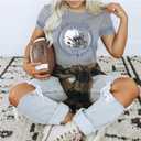 Football Shirt for Women Game Day Shirt Football Heart T-Shirt Sports Season Short Sleeve Tops (Small)