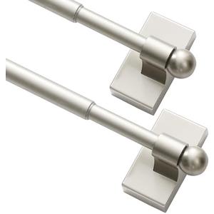 Turquoize 2 Pack Magnetic Curtain Rods, Multi-Use, Adjustable 18 inch, Nickel, 2-Pack