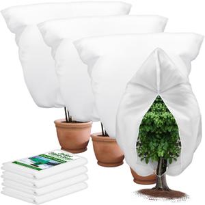 4PCS Large Plant Covers Freeze Protection 2.82oz Reusable Winter Frost Cloth Plant Protection Jacket Cover Bags Frost Blankets for Shrub Trees Outdoor Plants Fruit Tree Potted, 86" W x 95" H