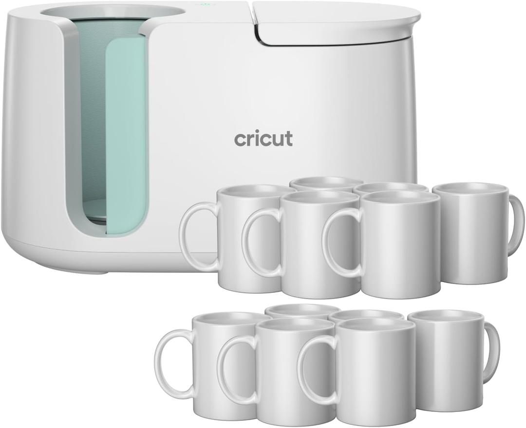 Cricut Mug Press + 12 Blank Mugs (12oz Each)