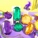 Syhood 6 Pack Mardi Gras Jewel Ornaments 3.9"- 6.5" Glitter Purple Gold Green Gem Ornament Large Acrylic Gem Mardi Gras Decoration for Tree Masquerade Party Festival (Multi Style)