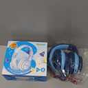 iClever BTH12 Kids Bluetooth Headphones,Colorful LED Lights Kids Headphones Wireless,74/85dBA Safe Volume,85H Playtime,Fast Charging,Bluetooth 5.2,Over Ear,Built-in Mic for iPad/Tablet/Airplane, Blue