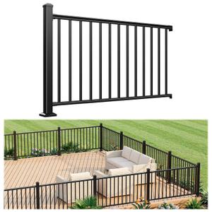 Egadis 1 Pack 36 in x 5 ft Modular Aluminum Porch and Deck Railing Kit | Pioneer in Modular Aluminum Railing Kit, ASTM Certified, Textured AAMA2604 Finish for Deck, Porch & Balcony (1 Post, 1 Panel)