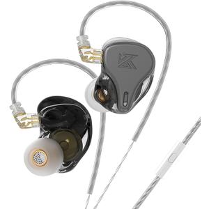 KZ x HBB DQ6S in-Ear Monitors Made for Music Lovers Wired Headset/Headphones Detachable Earphone HiFi Noise-canceling Earbuds (Gray (with mic))