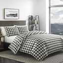 Eddie Bauer - Twin Comforter Set, Reversible Cotton Bedding with Matching Sham, Medium-Weight for Year Round Use, Dorm Essentials (Black Check)