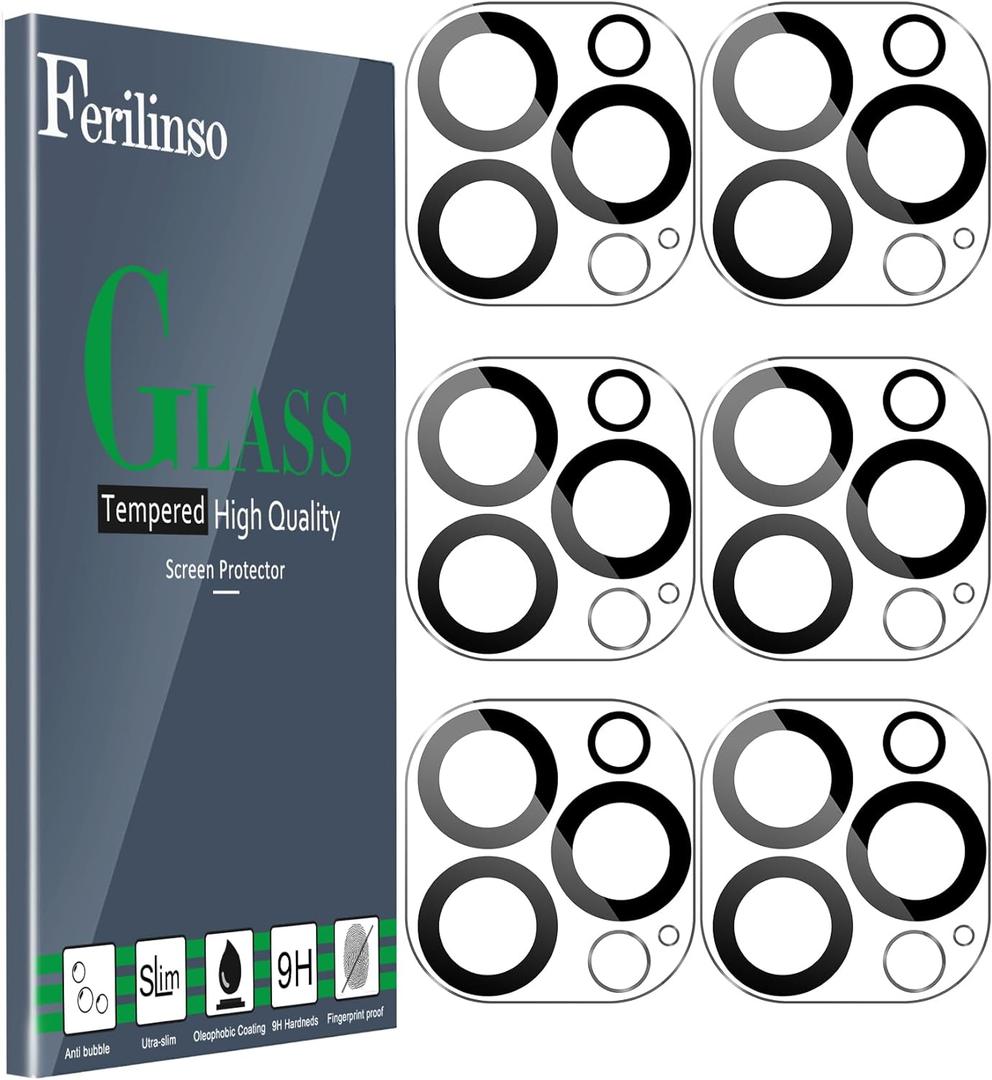 Ferilinso [6 Pack] Camera Lens Protector for iPhone 14 Pro Max iPhone 15 Pro Max iPhone 14 Pro iPhone 15 Pro Accessories camera screen Cover 9H Glass Unbreakable Protection Case Friendly (6.7 INCH/6.1INCH)