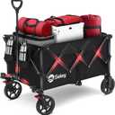 Sekey Collapsible Foldable Wagon with 330lbs Weight Capacity, Heavy Duty Folding Wagon Cart with Big All-Terrain Wheels & Drink Holders. Black