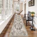 3x10 Washable Hallway Runner Rug: Soft Kitchen Rugs Non Slip Floor Runner with Rubber Backing for Living Room Bedroom Entryway Indoor Farmhouse Carpet Runners (Beige/Brown/Grey, 3x10)