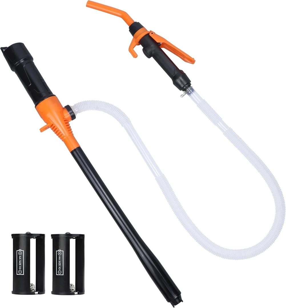 Portable Battery Operated Fuel Transfer Pump, Electric Powered Siphon Pump for Gas Diesel,Ideal Gasoline Transfer Pump 3.5GPM Flow, Oil Extractor, 35.4" Long Tube (Orange)