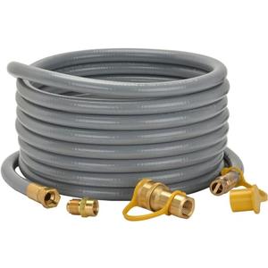 only fire 24 Ft 1/2" ID Natural Gas Hose, Propane Gas Grill Quick Connect/Disconnect Hose Assembly with 3/8" Female Flare x 1/2" Male Flare Adapter for Outdoor NG/Propane Appliance