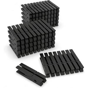 100 Pack Wooden Clothespins for Crafts, Colored Clothes Pins for Hanging Pictures Clothing Classroom, 2.9 Inch, Black