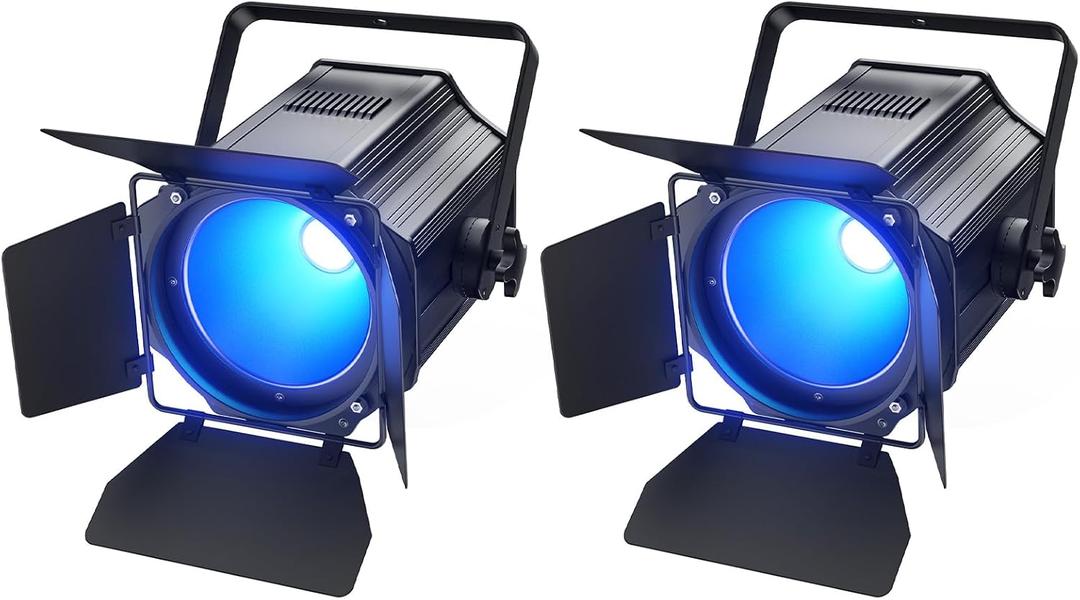 200W Stage Par Lights Spotlights with Barn Doors, RGBWA UV 6in1 COB Par Light, Warm & Cold White Uplights DMX512 Sound Activated Controlled, DJ Lights for Party Indoor Church Wedding(2 Pack)