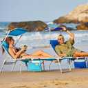 #WEJOY Tanning Chair with Face Hole & Canopy & Side Table, 5 Positions Adjustable Sunbathing Lounge Chair Facedown Chaise Lounge with Pillow Quick Dry for Beach Pool Outdoor Camping Patio,Darkblue, Oversized