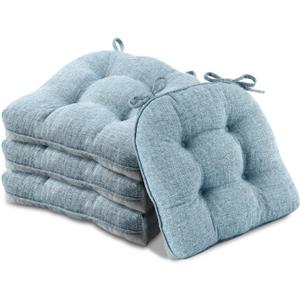 Basic Beyond Chair Cushions for Dining Chairs 4 Pack, Chair Cushion with Ties and Non Slip Backing, 15.5 x 15.5 inches Tufted Chair Pads for Dining Chairs(Baby Blue)