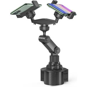 Diyeeni Dual Cup Phone Holder for Car, Universal Car Cup Phone Mount, with 360 Adjustable Holder, Cell Phone Automobile for 7 8 11 12 13 for Pro for XS for