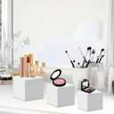 Small Buffet Risers Display Stands, 6 PCS White Acrylic Cube Boxes Nesting Risers with Hollow Bottoms for Catering/Dessert/Collectibles/Jewelry/Figures Show