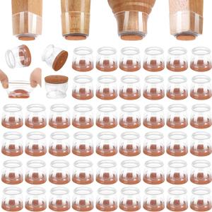 CHUNZEXI 48 Pack Chair Leg Floor Protectors for Hardwood Floors, Silicone Felt Covers Pads Caps, Protect Wood Furniture Feet Floors Noise Reduce and Scratch (Universal Small)