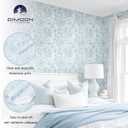Dimoon 17.3" X 137.7" Peel and Stick Wallpaper Blue White Boho Contact Paper Modern Floral Leaf Wallpaper Renter Friendly Waterproof Removable Self Adhesive Wall Paper Bedroom Bathroom Cabinets Vinyl