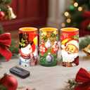 Retisee 3 Pcs Christmas Flameless Candles with Remote Timer Real Wax LED Flickering Pillar Candle White Cold Light Battery Operated for Home Window Xmas Gift Winter Holiday Decor(Red Green)