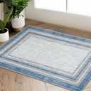Beeiva Border Blue Rugs for Entryway, Kitchen Rugs Non Slip Washable 2x3 Throw Mat with Rubber Backing, Modern Printed Small Accent Carpet for Bedroom Indoor Bathroom