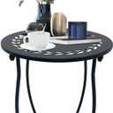 Indoor Outdoor Small Metal Round Side Table, 14 Inch Patio Coffee Table