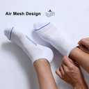 FITRELL 6 Pack Men's Ankle Running Socks Low Cut Cushioned Athletic Sports Tab Gift for Men, Shoe Size 12-15, White+Blue