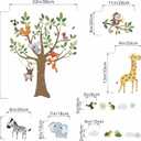 Jungle Animals Wall Decals for Baby: Peel and Stick Monkey Elephant Giraffe Tiger Wall Stickers - Wall Decor Art Kids Supplies Ages 1-12 Years