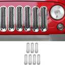 JeCar Chrome Front Mesh Grille Grill Inserts for 2007-2018 Jeep Wrangler JK & Unlimited