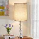 Lampshades set of 2, Tall Lamp Shades, 10" Top X 10" Bottom X 13" High Beige Large Line Fabric Lamp Shades, Easy Assembly Replacement Lampshades