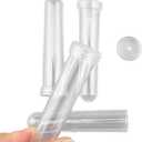 HAHIYO 25PCs 3.5X1Inch Transparent Plastic Floral Tubes Floral Water Tubes Flower Vials with Silicone Cap for Plants Fresh Flowers Arrangement Decoration Milkweed Cutting Florist Supplies