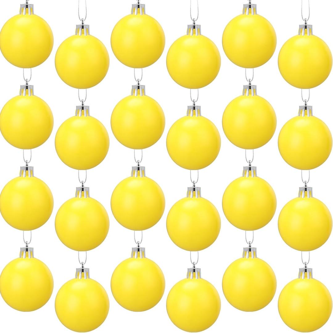 24 Pcs 2.4 inches Yellow Christmas Ball Christmas Tree Ornaments Christmas Tree Pendants Xmas Shiny Balls Baubles Set for Christmas Tree Hanging Wreath Garland DecorationsMatte Yellow