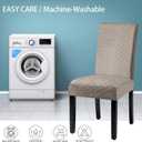 Waterproof Dining Chair Cover,Spandex Fabric Fit Stretch Chair Slipcover,Removable Washable Jacquard Parsons Chair Covers (Khaki,Set of 6)