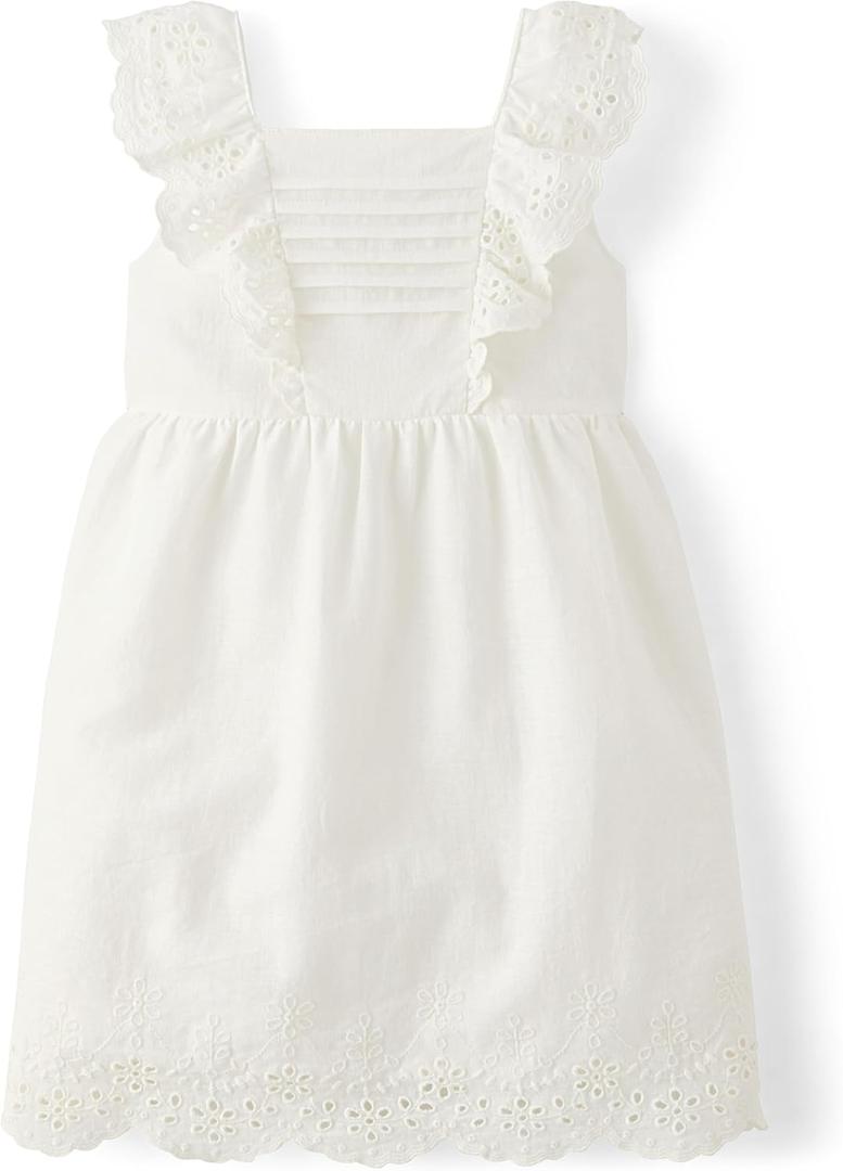 Gymboree Girls' and Toddler Flutter Sleeve Dresses (7, Simply White)