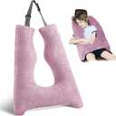 Car Pillow for Kids, Travel Pillow with Adjustable Strap, Kids Floor Pillows Cushions for Adults and Children to Support Head and Body Road Trip Essentials (Purple)