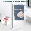 Hand Towel Holder, F-Shape Hand Towel Stand with Marble Base, Stainless Steel Swivel Hand Towel Rack Standing Towel Bar for Bathroom Kitchen Countertop, 2 Arms (Brushed Nickel)