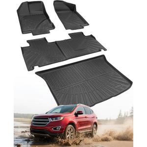 Car Floor Mats for Ford Edge: 2007-2014 & for Lincoln MKX 2007-2015 Cargo Liner, All Weather Car Accessories Rubber Carpet Custom Fit for Edge MKX 2007 2008 2009 2010 2011 2012 2013 2014 (Black 4PCS)
