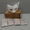 Leyndo Paper Mache Art Mask White Craft Masquerade Masks and Gem Stickers DIY Blank Mardi Gras Halloween Cosplay Party,  48, Half Face Style