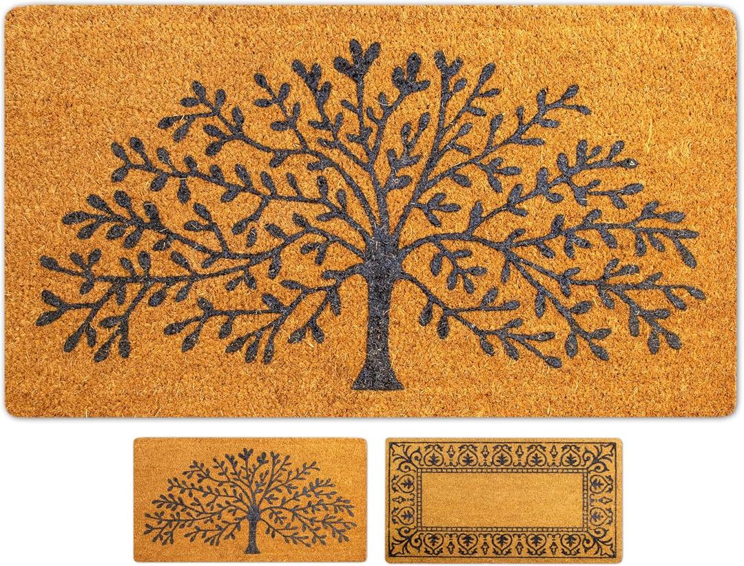 Coir Doormat, 16''x27.5'', Tree of Life, Outdoor Indoor Welcome Mat for Home Entrance