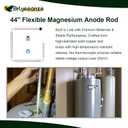 44" Flexible Magnesium Anode Rod for Water Heaters, 3/4" NPT Thread Compatible with AO Smith, Rheem, GE, Reliance, Richmond, Kenmore & State
