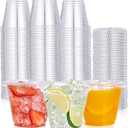 Lilymicky 200 PACK 9 oz Clear Plastic Cups with Flat Lids