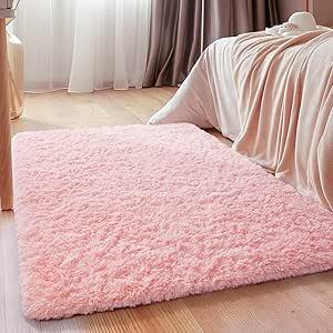 Ophanie Upgrade 4x6 pink Rugs for Bedroom, Dark Blue Fluffy Shaggy Soft Carpet, Navy Indoor Floor Carpet for Kids Baby Boys Teen Dorm Room, Nursery,Home Decor Aesthetic