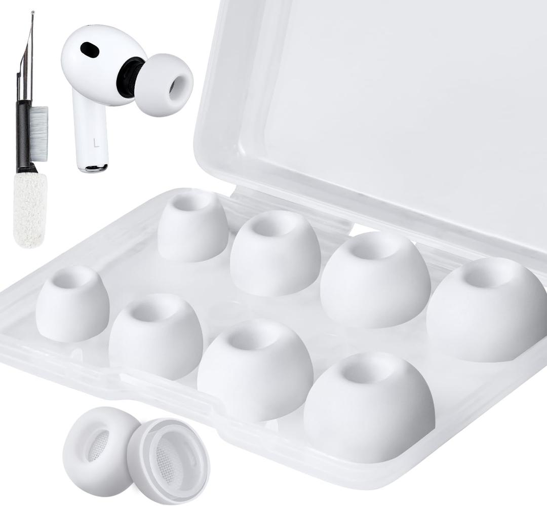 SOULWIT 5 Pairs Silicone Eartips for AirPods Pro 3 (3rd Generation 2025), Pro3 Replacement Earbud Ear Tips with Cleaning Kit (White/Assorted)