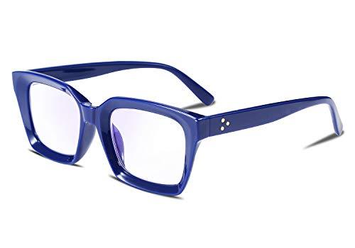 FEISEDY Retro Square Blue Light Blocking Reading Glasses Anti Glare Digital Eyestrain Reader B2479 (Blue, 2.50x)